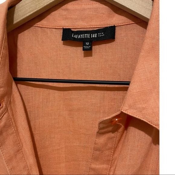 Lafayette 148 New York Linen Blouse Size 12 - Picture 2 of 7